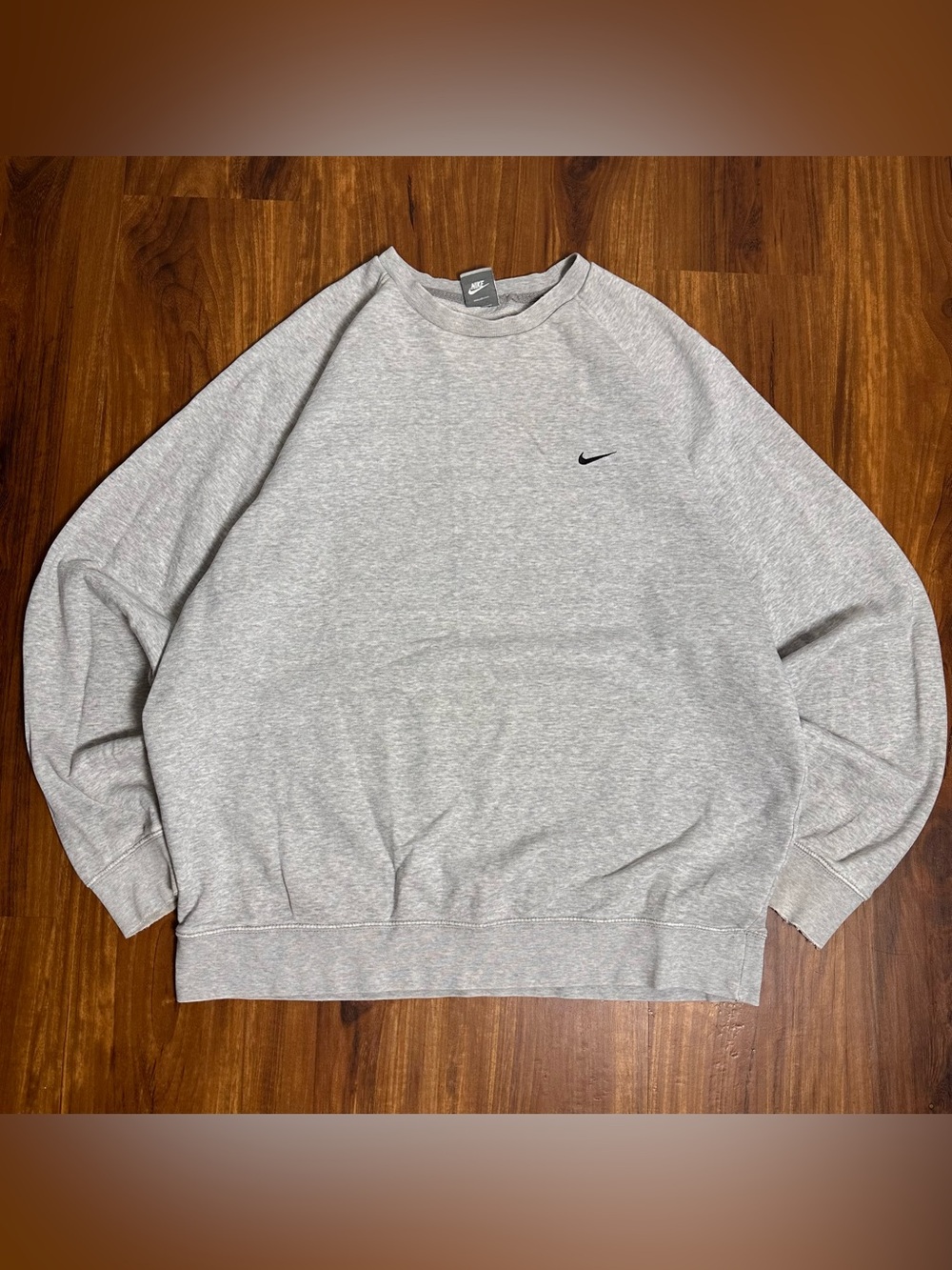 Nike Light Grey Crewneck Sweatshirt with Black small Swoosh